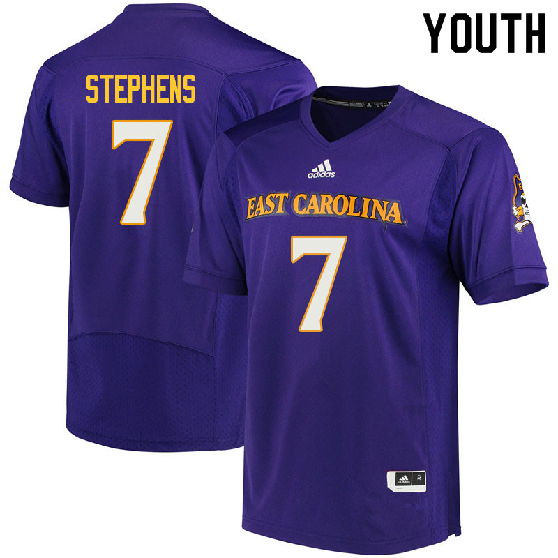 Youth #7 Chad Stephens ECU Pirates College Football Jerseys Sale-Purple